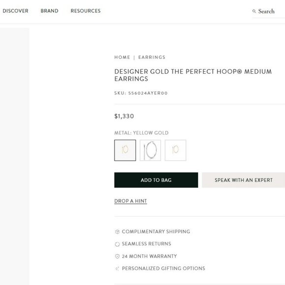 ROBERTO COIN DESIGNER GOLD THE PERFECT HOOP MEDIUM 18KYG EARRINGS Retail $1330 - Picture 7 of 7